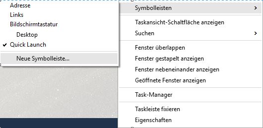 Windows 10 Schnellstartleiste einbinden | Neue Symbolleiste
