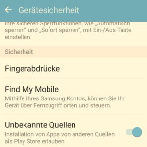 Installation von "unbekannter Quelle" erlauben