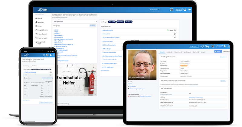 Digitale Personalakte und Inventar-Software auf verschiedenen Devices